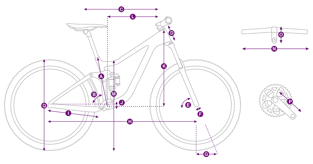 Labeled bike frame bike frame with labeled dimensions